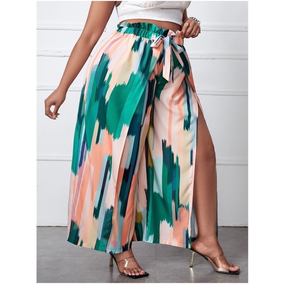 Plus Water Color Wide Leg Palazzo Lounge Pants - Picture 3 of 5